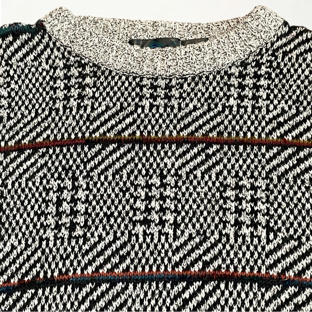 Vintage 90s Etchings Heavy Knit Crewneck Sweater Large Striped Optical Illusion - Picture 4 of 16
